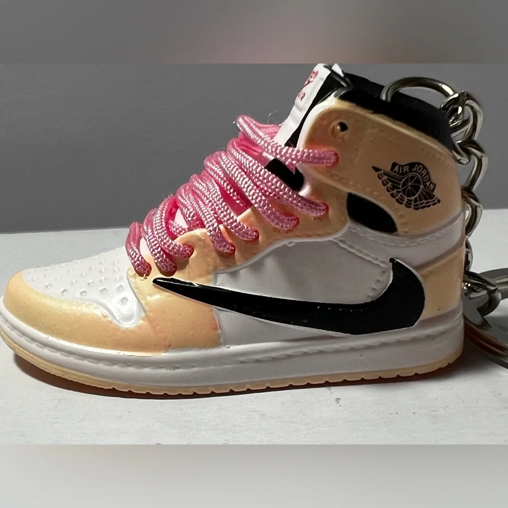 3D Mini Sneaker Keychain Pink Laces Black Swoosh‎ novelty trinkets